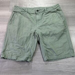 Stio Shorts Mens 34 Green Organic Cotton Stretch Chino Casual 10 Inch Inseam